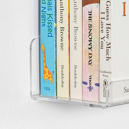 OAPRIRE 2-Pack Clear Acrylic Floating Wall Shelves, 10" Minimalist Book & Decor Shelf Set for Bedroom, Bathroom, Kitchen