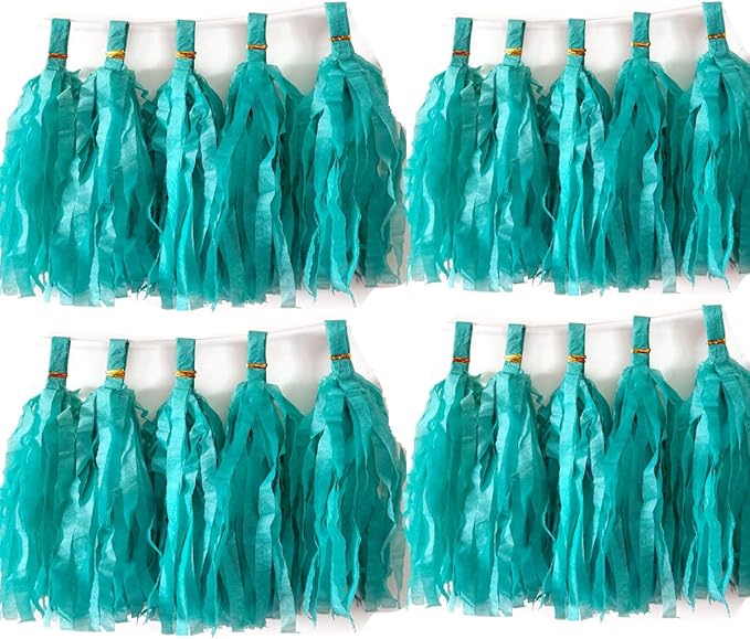 30pcs Paper Tassels Garland Banner Tissue Paper Tassel DIY Hanging Paper Decorations Party Tassel Garland Decor Baby Shower Nursery Wedding Festival Baby Shower Decoration(30, Teal)