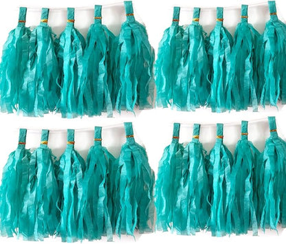 30pcs Paper Tassels Garland Banner Tissue Paper Tassel DIY Hanging Paper Decorations Party Tassel Garland Decor Baby Shower Nursery Wedding Festival Baby Shower Decoration(30, Teal)