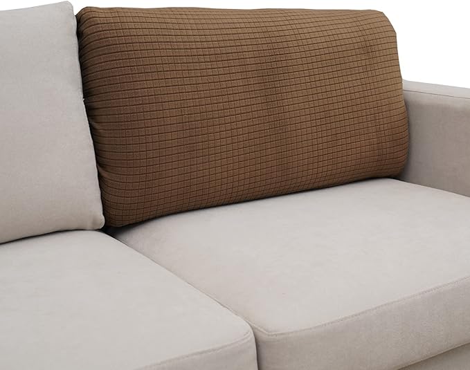 Eismodra Backrest Covers for 3 Cushion Couch Sofa Magic Stretch Sofa Slipcover for Dogs Pet L Shape 2 Seat Replacement Furniture Protector,Light Brown Width 20-28 inches(Only 1 Piece)