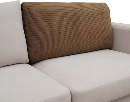 Eismodra Backrest Covers for 3 Cushion Couch Sofa Magic Stretch Sofa Slipcover for Dogs Pet L Shape 2 Seat Replacement Furniture Protector,Light Brown Width 20-28 inches(Only 1 Piece)