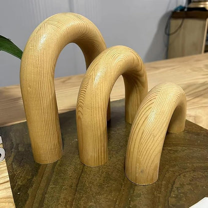 3Pcs Wood Arch Decor Accents - Home Book Table Decorative Rustic Arch Decor Modern Boho Minimalist Coffee Table Bookshelf Living Room Entryway Aesthetic Decorations Objects (Wood Color)