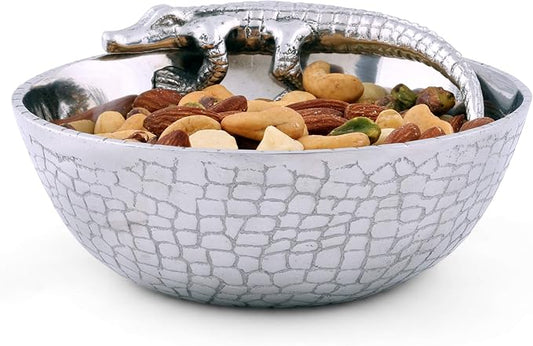 Arthur Court Designs Aluminum Metal Alligator Gator Skin Pattern Nut Snack Side Condiment Bowl 6 inch Diameter