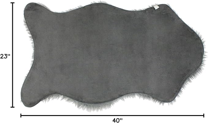 Nouvelle Legende Faux Fur Sheepskin Rug Single, Soft, Plush, Premium High-Pile Accent Rug for Bedrooms, Hallways & Living Spaces, Warm & Cozy, Faux Leather Backing, Easy Care, 23" x 40", Gray