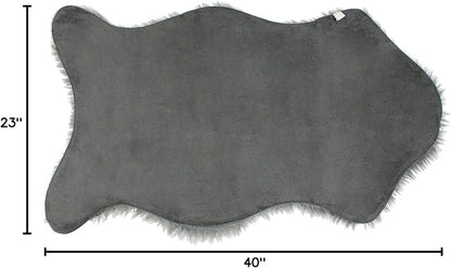 Nouvelle Legende Faux Fur Sheepskin Rug Single, Soft, Plush, Premium High-Pile Accent Rug for Bedrooms, Hallways & Living Spaces, Warm & Cozy, Faux Leather Backing, Easy Care, 23" x 40", Gray
