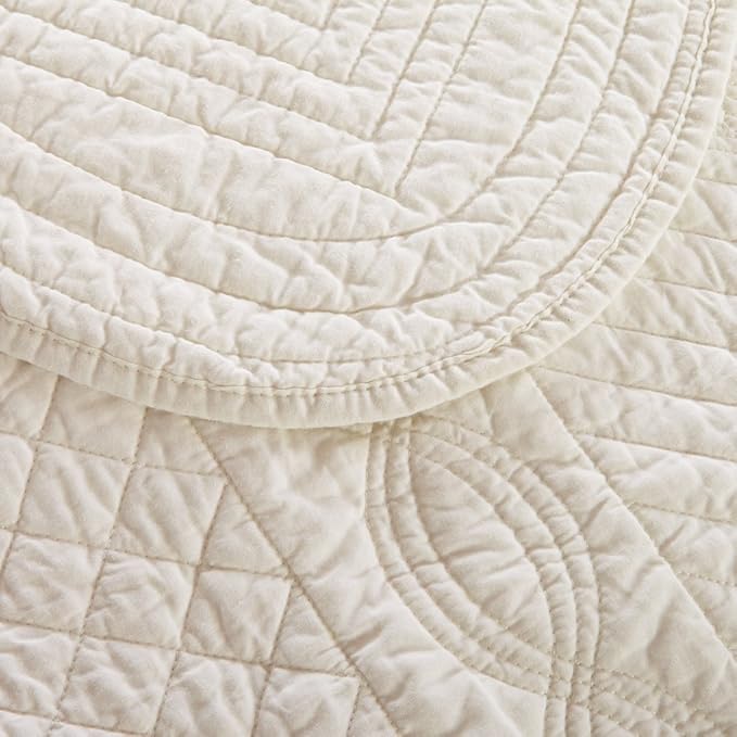 Calla Angel Sage Garden Luxury Pure Cotton Matelasse Quilt Queen, Ivory