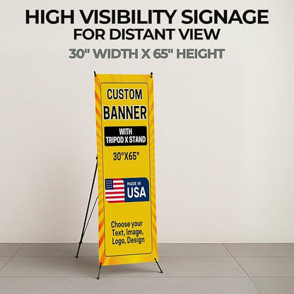 Custom Banner With X Stand By Dreamcontroller(30" X 65") | Personalized X Banner Stand For Advertising, Stores, Tradeshow, Restaurant, Event, Birthday & Party | Made In Usa | Fast Delivery | Hd Print
