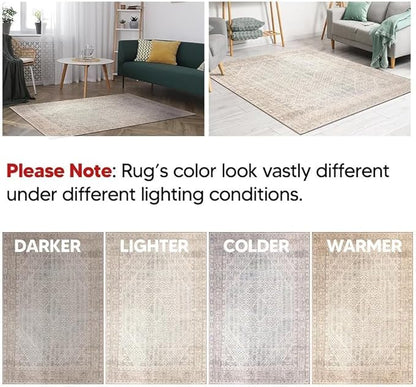 Keen Home Design 2x7 Rug - Machine Washable Runner Rug with Non-Slip Backing, Ideal for Hallway, Entryway, Kitchen, Laundry Room - Vintage, Easy Clean, Durable, Low Pile Rug - (2'6" x 7')
