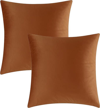 GIGIZAZA Pillow Covers 20x20 Velvet Decorative Pillows Sofa Couch Throw Pillow Covers Dark Burnt Orange Pack of 2 Cushion Covers