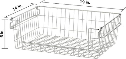 TRINITY 2-Pack Stackable Metal Wire Storage Baskets With Handles, EcoStorage Chrome, 19 Inches