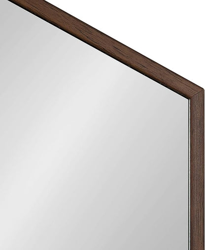 Kate and Laurel Rhodes 6-Sided Hexagon Wall Mirror, 30.75x34.75 Walnut Brown