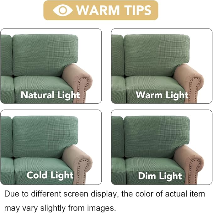 H.VERSAILTEX Multi-Pieces Sofa Covers Stretch Couch Covers Form Fitted Seats and Back Cushions Covers (3 Seat Covers Plus 3 Back Cusion Covers, Bonus 2 Armrest Covers), Loden Frost