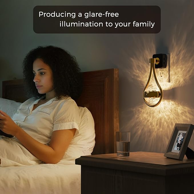 L LOHAS LED Night Lights Plug Into Wall: Star Projector RGB Night Light with 10 Color Change, Dusk To Dawn Sensor, 330°Rotating Globe Night Light For Bedroom, Hallway, Home Decor, Gaming Room