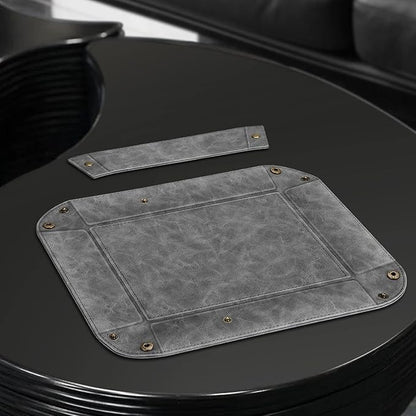 SITHON Valet Tray Desktop Storage Organizer, Removable 2 Compartments Catchall Tray Bedside Vanity Nightstand Caddy Holder Desk Storage Plate (Gray)