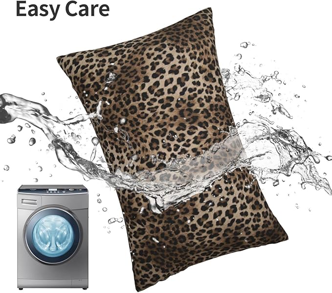Brown Leopard Pillow Covers 12x20 Inch Set of 2 Cheetah Throw Pillows Skin Animal Print Pillow Cases Outdoor Farmhouse Soft Cotton Cushion Case Lumbar Modern Decorative Pillows for Couch Sofa