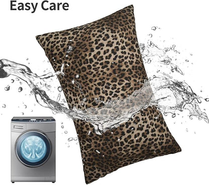Brown Leopard Pillow Covers 12x20 Inch Set of 2 Cheetah Throw Pillows Skin Animal Print Pillow Cases Outdoor Farmhouse Soft Cotton Cushion Case Lumbar Modern Decorative Pillows for Couch Sofa