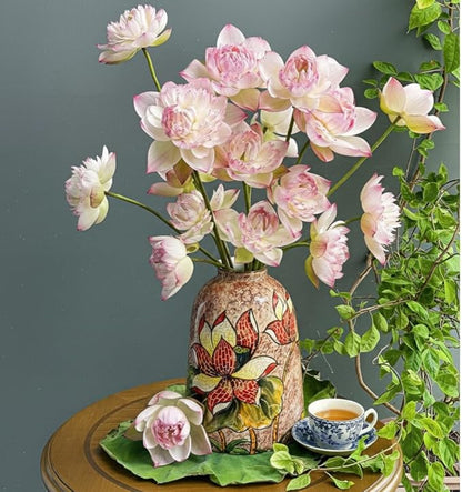Handmade Mosaic Ceramic Vase – Lotus Design – 26 cm (10.2 in) – Home Décor – Heritage T&T Mosaic Collection – Bat Trang Vietnam