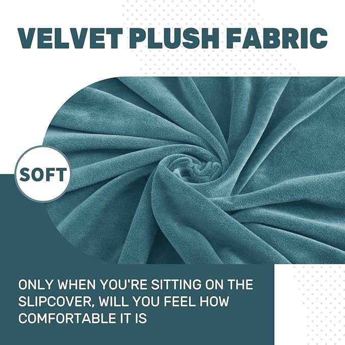 MAXIJIN Velvet Stretch Cushion Covers Couch Cushion Slipcover Loveseat Sofa Cushion Covers for Individual Cushions with Elastic Bottom (2 Piece Seat Slipcovers, Peacock Blue New)