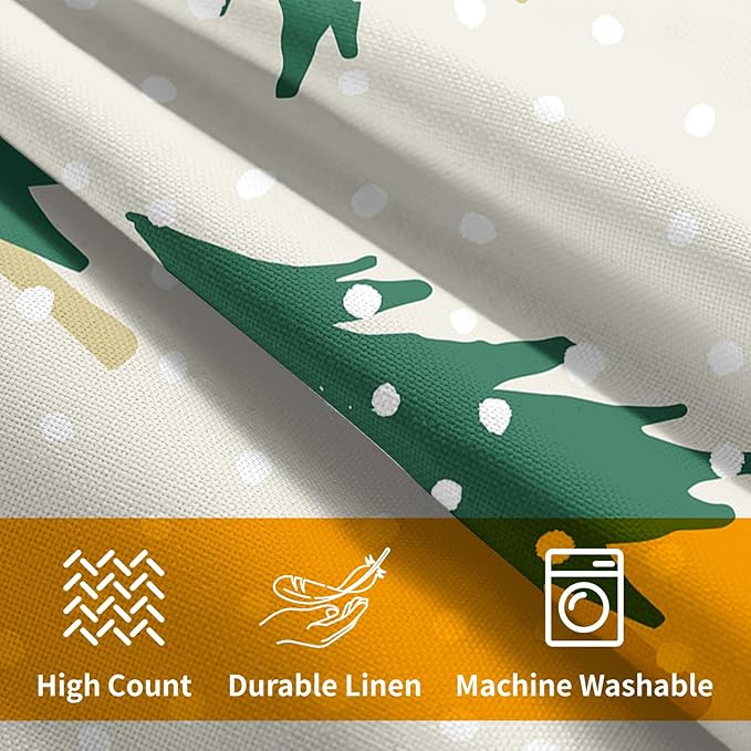 Christmas Tree Pillow Covers 22x22 Set of 2 Green Beige Xmas Snow Pattern Rustic Decorative Outdoor Farmhouse Zipper Pillowcases Decorations Winter Holiday Throw Cushion Cover Decor for Couch Sofa Bed