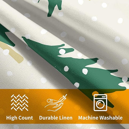 Christmas Tree Pillow Covers 20x20 Set of 2 Green Beige Xmas Snow Pattern Rustic Decorative Outdoor Farmhouse Zipper Pillowcases Decorations Winter Holiday Throw Cushion Cover Decor for Couch Sofa Bed