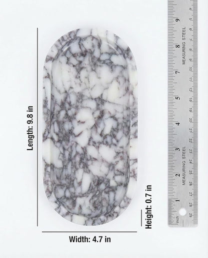 OOBOOB Natural Calacatta Viola Violet Marble Tray, Oval Perfume Tray, Bathroom Organizer for Vanity, Kitchen & Living Room, Perfect for Home Decor Lovers