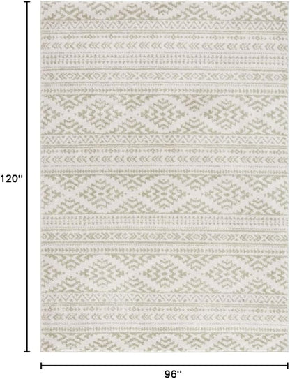 SAFAVIEH Area Rug 8x10 - Tulum Collection - Large - Ivory & Sage, Moroccan Boho Tribal Design, Non-Shedding & Easy to Clean, Ideal for Living Room, Bedroom, Dining Space (TUL272H)