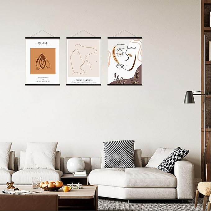 FALAMON 3 Pack Magnetic Poster Hanger Frame, 9x12 9x11 9x13 Magnet Poster Frame for Posters, Prints, Photos, Pictures, Maps, Scrolls, and Canvas Artwork (Black, 9")
