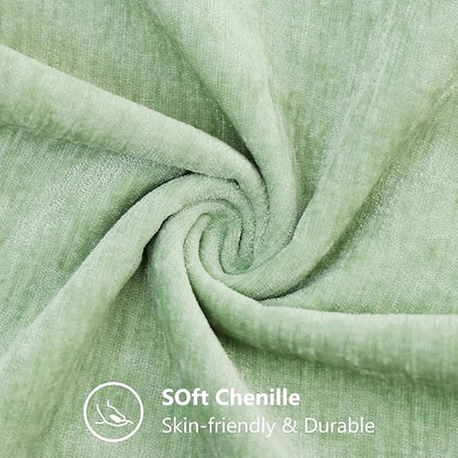 decorUhome Chenille Sage Green Spring Throw Pillow Covers 22x22 Inch Set of 2, Decorative Soft Couch Pillow Covers Solid Dyed Accent Farmhouse Neutral Square Pillow Cases for Sofa