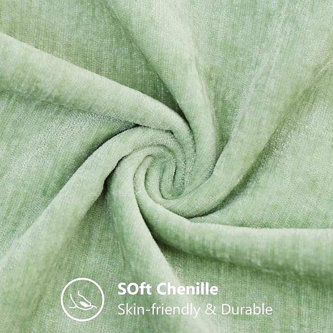 decorUhome Chenille Sage Green Spring Throw Pillow Covers 16x16 Inch Set of 2, Decorative Soft Couch Pillow Covers Solid Dyed Accent Farmhouse Neutral Square Pillow Cases for Sofa
