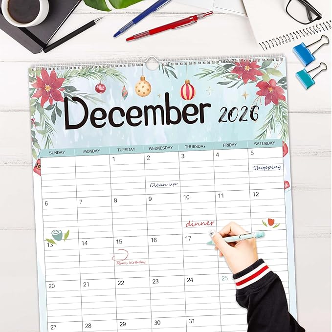 Guasslee 2026 Large Wall Calendar,20"x 30" Vertical Jumbo Hanging Wall Planner,18 Monthly Calendar from Jan. 2026 to Jun. 2027 with Lines,Spiral Binding and Notes for Easy Organizing