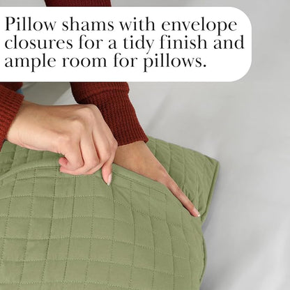 Southshore Fine Living, Inc. Twin XL Comforter Quilt Set, Dorm Room Bedding Essentials, Stain Resistant, Machine Washable Bed Spread, Twin XL Green Quilt Bedspread Set w/Pillow Sham, Sage Green