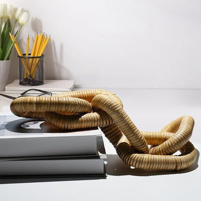 HUAXIN CRAFT H 5-Ring Rattan Woven Chain Link, Handmade Bohemian Farm Home Decoration - Coffee Table Decor