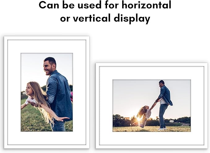 Americanflat 12x16 Picture Frame with Polished Plexiglass - Use as 8x12 Frame with Mat or Display 12x16 Photo Without Mat - Streamline Collection - Thin Border Picture Frames for Wall - White