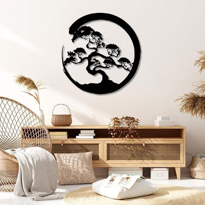 Yemwot Metal Tree of Life Wall Decor, Circle of Life Metal Tree Wall Art, Branch Art, Spiritual Decor, Modern Sculpture Decoration, Living Room Bedroom Decoration (Sliver-Tree 3, 23"x 24"| 60x61cm)