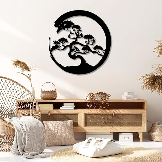 Yemwot Metal Tree of Life Wall Decor, Circle of Life Metal Tree Wall Art, Branch Art, Spiritual Decor, Modern Sculpture Decoration, Living Room Bedroom Decoration (Sliver-Tree 3, 18"x 18"| 47x47cm)