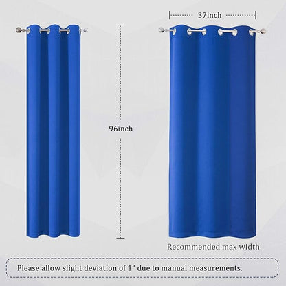 96 Inch Royal Blue Curtain Panels for Living Room Solid Energy Efficient Room Darkening Bedroom Curtains Thermal Insulated Grommet Top 42 x 96 Inch, 2 Panels