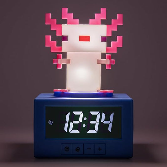 Paladone Minecraft Axolotl Digital Alarm Clock with Night Light – Officially Licensed Gaming Decor, for Kids & Teens’ Bedrooms, Game Rooms, Minecraft Fans