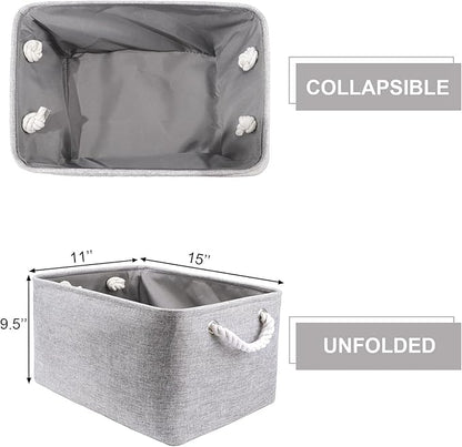 HNZIGE Shelf Baskets for Storage(3 Pack) Storage Bins Fabric Storage Baskets for Shelves,Baskets Set for Organizing Clothes,Nursery,Laundry(Gray,15" x 11" x 9.5")
