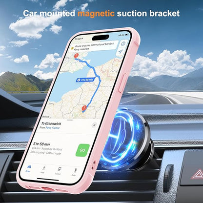 Compatible with iPhone 12 Case & iPhone 12 Pro Case with Invisible Magnetic O-Ring Stand Translucent Phone Cases 6.1" [Compatible with Mag-Safe][Great Grip Feeling], Pink