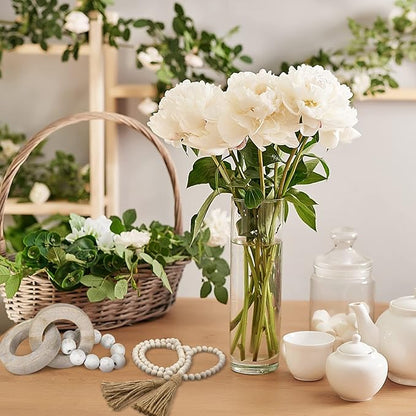 2 Pieces Decorative Wood Knot Link Chain Decor and Bead Garland Set Farmhouse Aesthetic Natural Wooden Knot Chain Link Wood Bead for Boho Country Home Table Decor(Classic Colors)