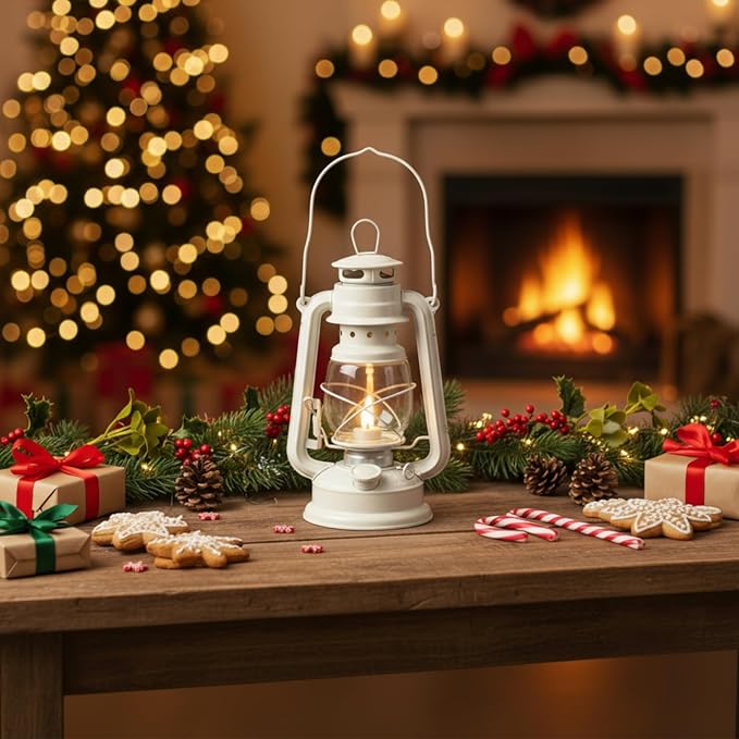 Honoson 4 Pieces Oil Lamp Hurricane Lamp Kerosene Lantern for Indoor Outdoors Decorative Hanging Oil Lantern with Wick for Hiking Emergency Camping Party Decoration(White,10 Inch)