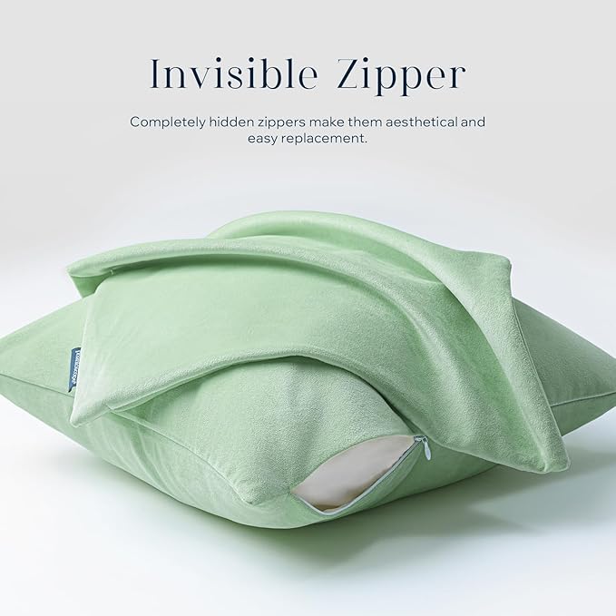 Phantoscope Pack of 2 Velvet Decorative Throw Decorative Pillow Cover Soft Solid Square Cushion Case for Couch Sage Green 20 x 20 inches 50 x 50 cm