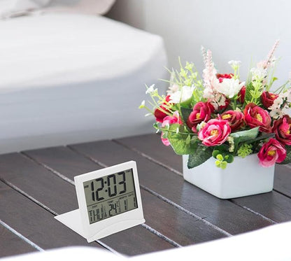 Mobestech Digital Alarm Clock for Desk with Display Compact Foldable Travel Clock Stylish Bedroom Alarm with Read Screen Sleek Minimalist Design for Office and Home Use