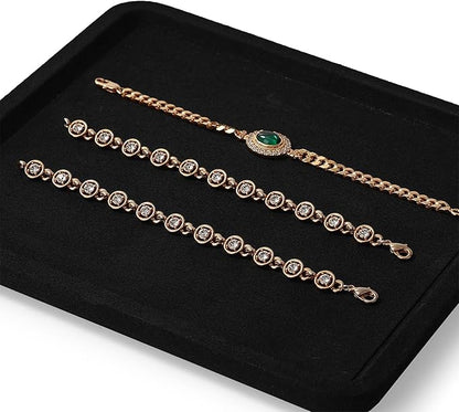 Microfiber Jewelry Display Flat Tray for Rings Earrings Necklace Bracelet, Jewelry Photograph Display Catchall Organizer Tray Dish(M,Black)