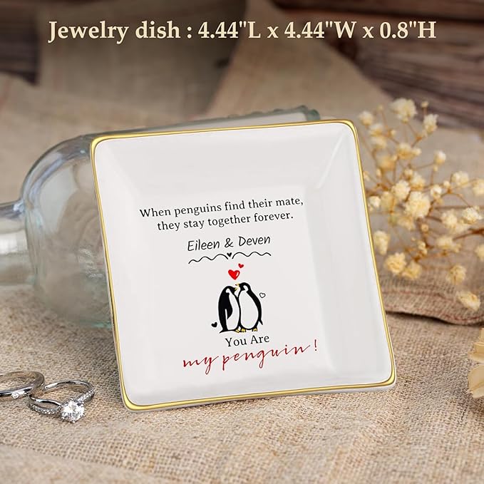 Valentines Day Gifts for Her Personalized Trinket Dish for Women Ceramic Jewelry Tray Romantic Gifts for Her I Love You Gifts Anniversary Birthday Valentines Gifts for Wife Girlfriend
