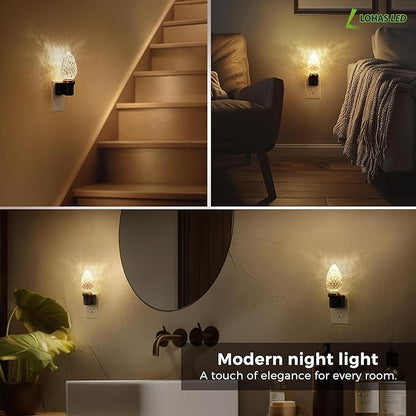 L LOHAS LED Night Light, LED Night Lights Plug into Wall, Dimmable Night Light with Auto Light Sensor, 3000K Warm White 0-100LM, Adjustable Brightness Nightlight, Bathroom Hallway Bedroom