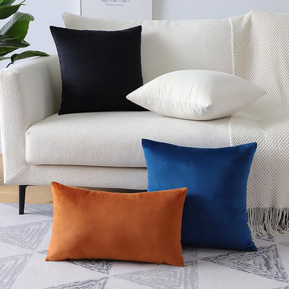 Artscope Luxury Velvet Fall Pillow Covers Super Soft Decorative Square Throw Pillow Covers Case Cushion Covers for Sofa Couch Bedroom Car Decor 12x20 Inch Orange Fall