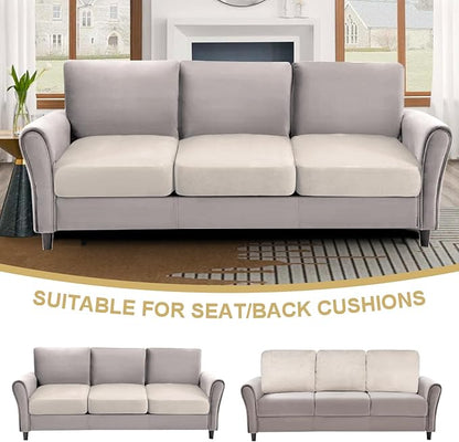 H.VERSAILTEX Individual Cushion Covers Stretch Couch Covers Soft Suede Sofa Cushion Covers Washable Cover for Sectional Sofa(3 Piece Sofa Cover,Natural)