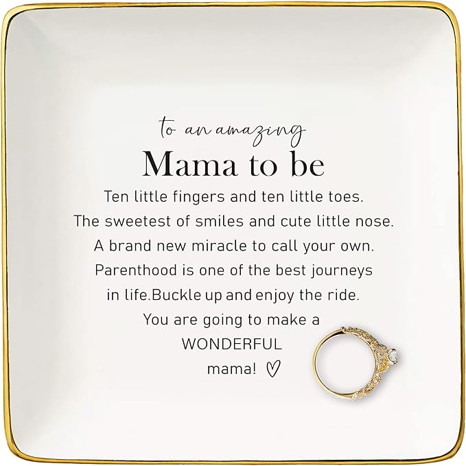 New Mom Appreciates Gift from New Baby-Mama to Be-Pregnancy Announcement Gift-Newborn Presents for Mother-Baby Announcement Keepsake-Christmas Decor-Jewelry Tray Trinket Holder Ring Dish