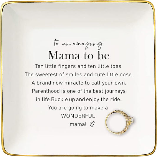 New Mom Appreciates Gift from New Baby-Mama to Be-Pregnancy Announcement Gift-Newborn Presents for Mother-Baby Announcement Keepsake-Christmas Decor-Jewelry Tray Trinket Holder Ring Dish